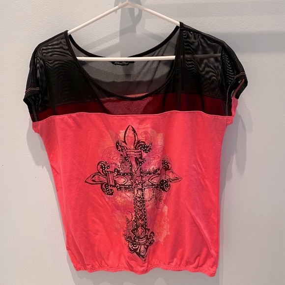 Streetwear Society Tops - Streetwear society • Short sleeve pink/mesh shirt